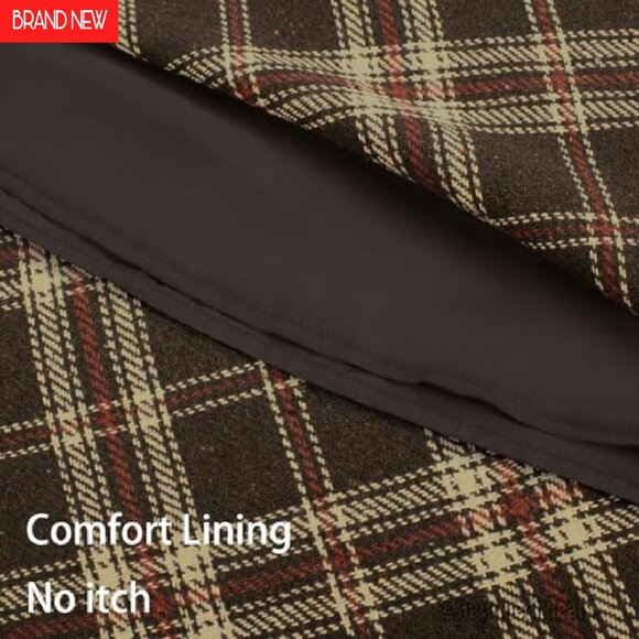 Plaid Midi Skirt with Pockets High Elastic Waist A-Line Fall Winter - Picture 5 of 8